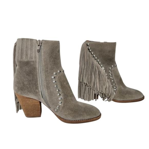 Free People Jeffrey Campbell Meadow Fields Suede Fringe Studs Ankle Bootie - Picture 2 of 16
